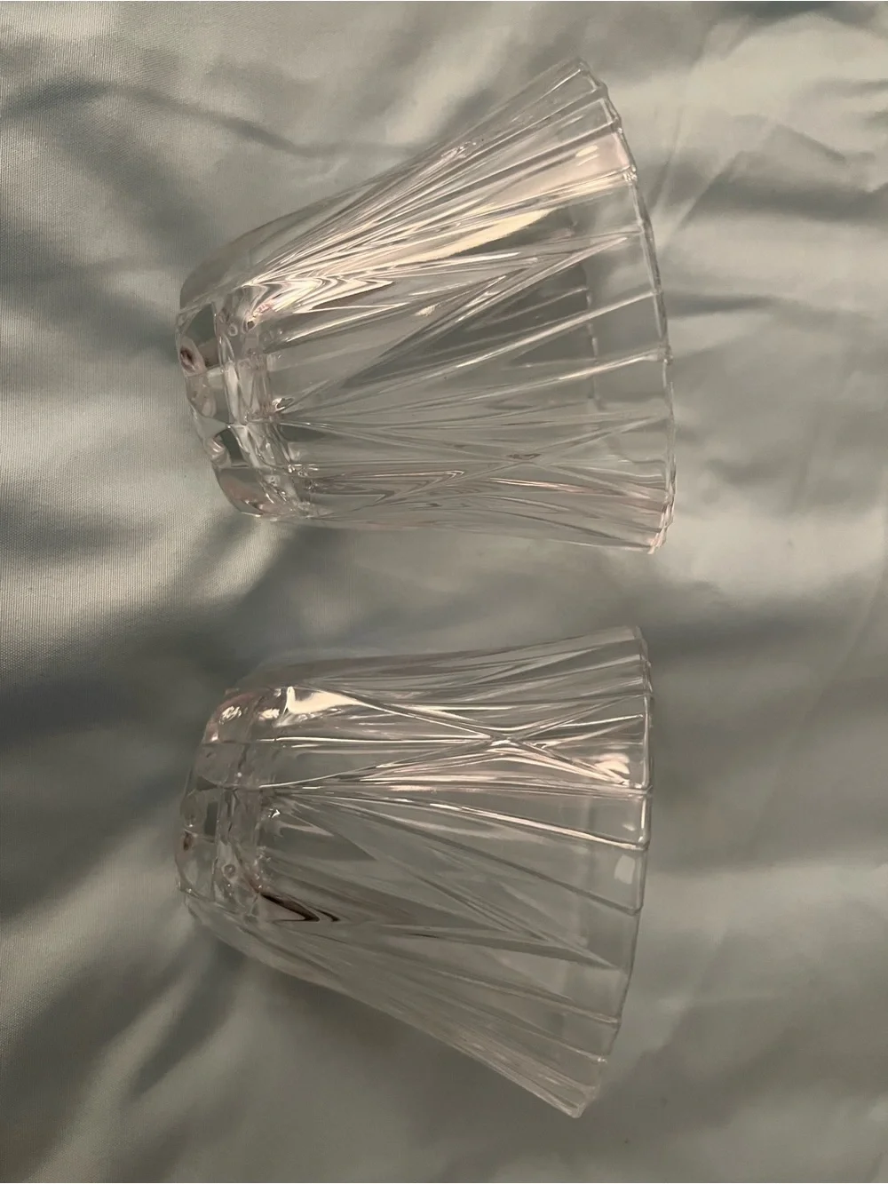 Vintage Diamond Pattern Cut Clear Glasses set of 2
